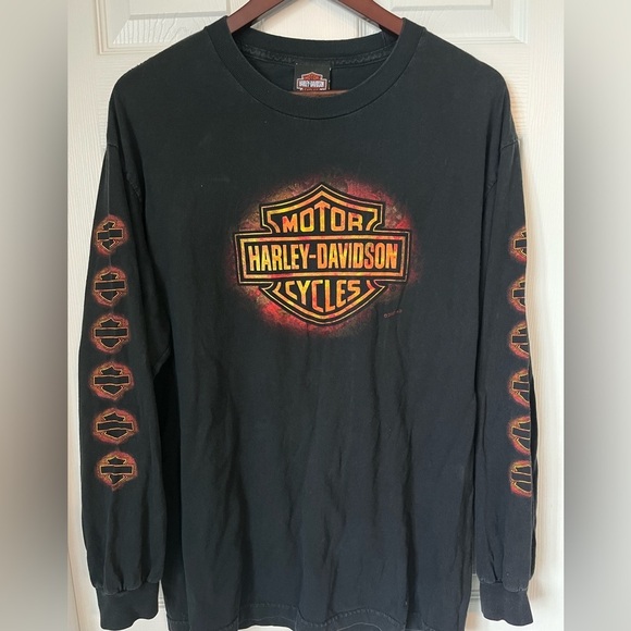 Vintage Y2K 2007 Harley Davidson Long Sleeve T Shirt Edmonton Size Large - Picture 6 of 9